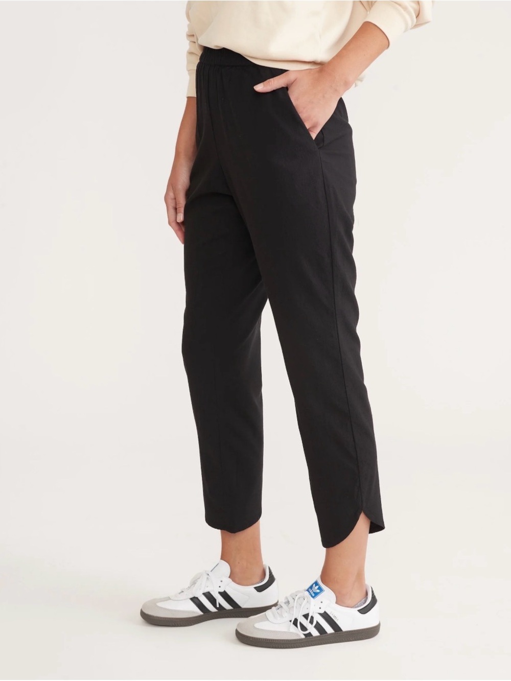 Marine Layer Allison Black Elastic-Waist Pants,Size S,97%Tencel,3%Spandex